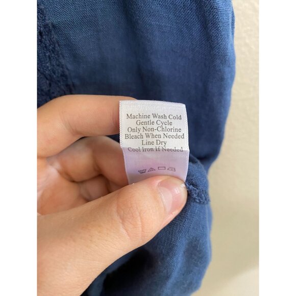 Vintage Coldwater Creek Womens Blue Sleeveless Button-Front Linen Top Size S - Picture 5 of 7